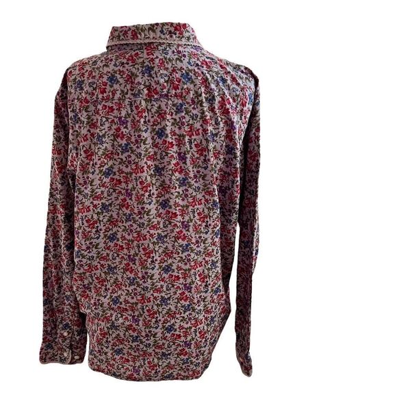 Lauren Ralph Lauren Floral + Crochet Lace Trim Long Sleeve Button Front Blouse - Picture 5 of 7